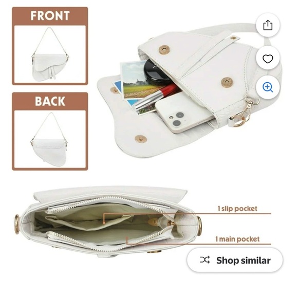 HDE Women's Saddle Shoulder Bag PU Leather Crossbody Purse - White Crocodile - Picture 11 of 13